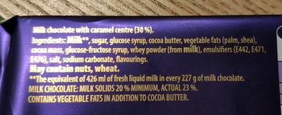 Dairy Milk Caramel - Ingredients