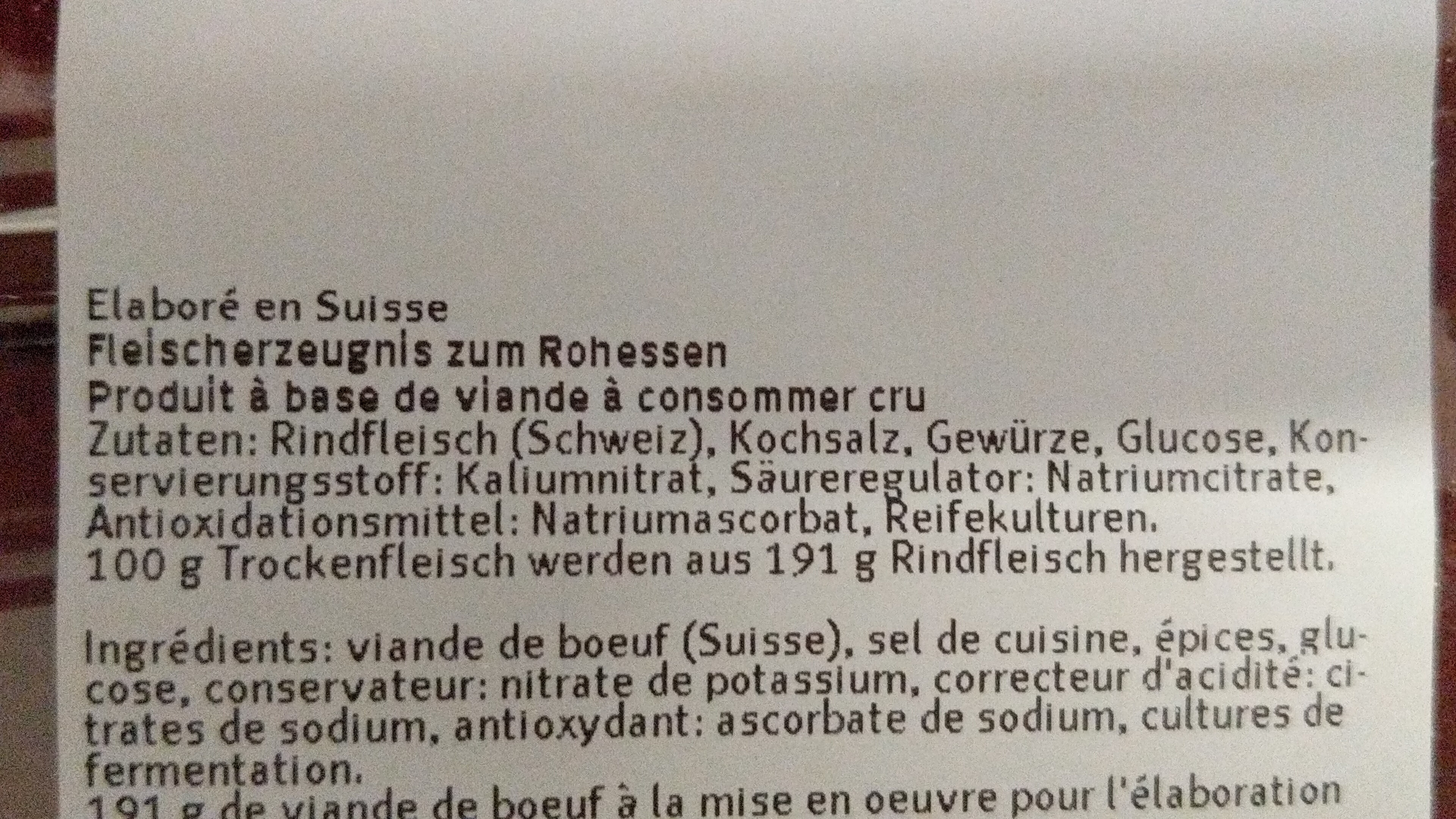 Trockenfleisch - Ingredienti - de