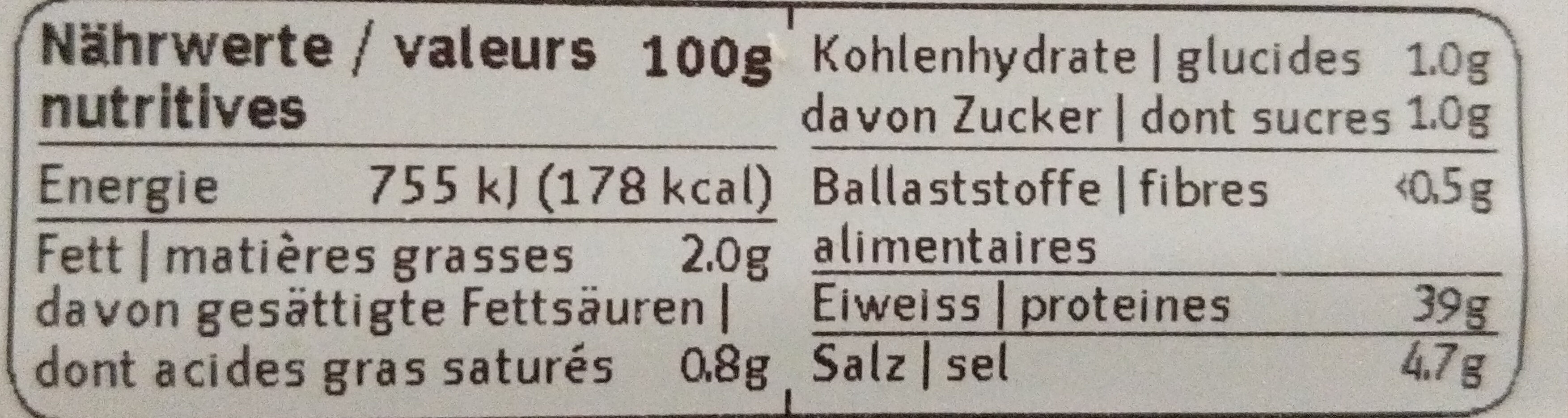 Trockenfleisch - Valori nutrizionali - de