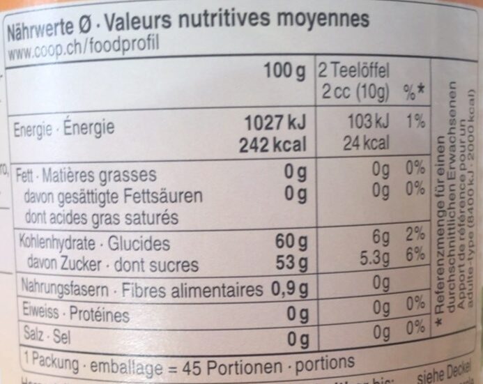 Confiture abricot - Nutrition facts - fr