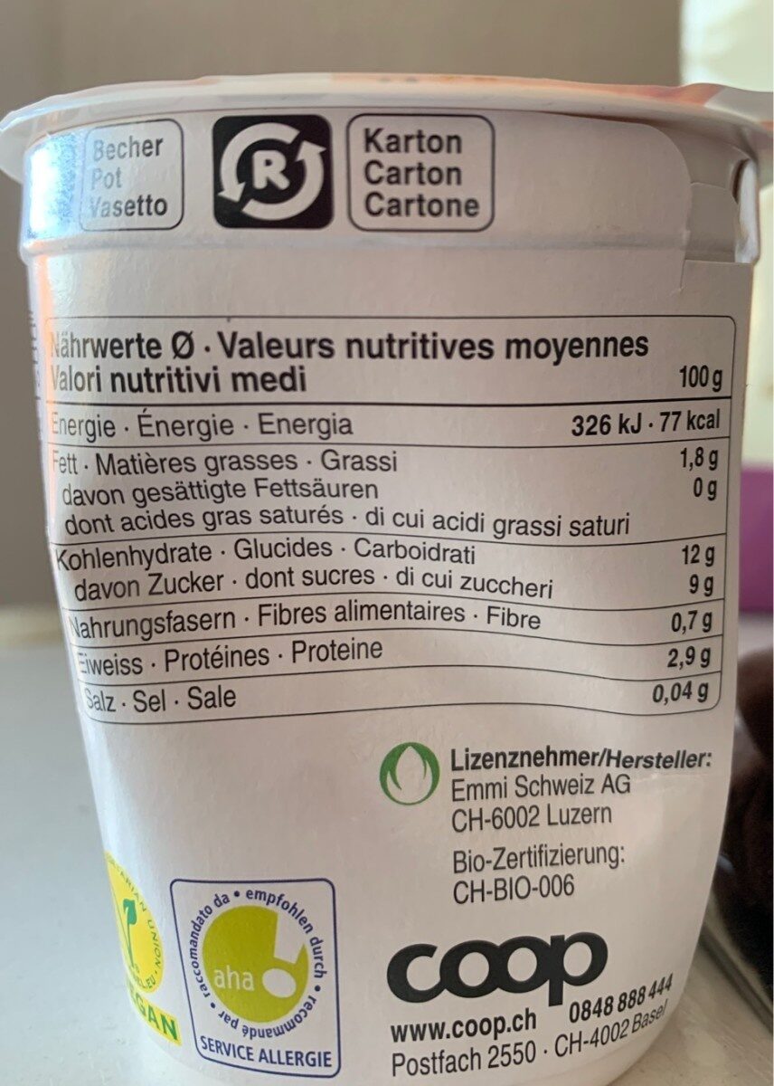 Yaourt bio sojo apricot vegan - Nährwertangaben - fr