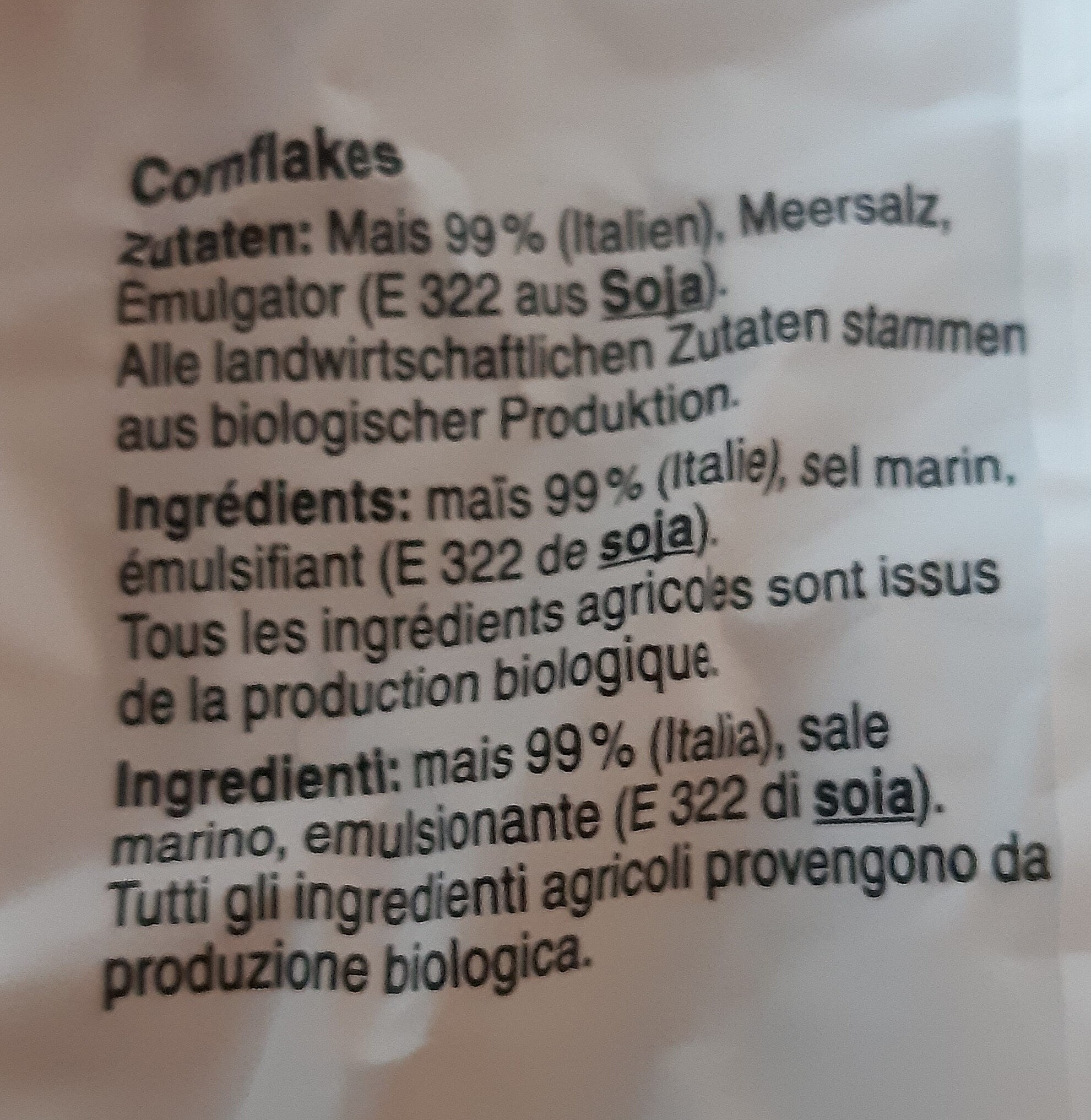 Cornflakes - Ingredients