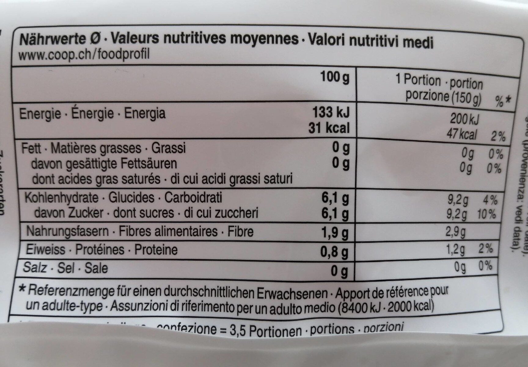 Erdbeeren - Valori nutrizionali - fr