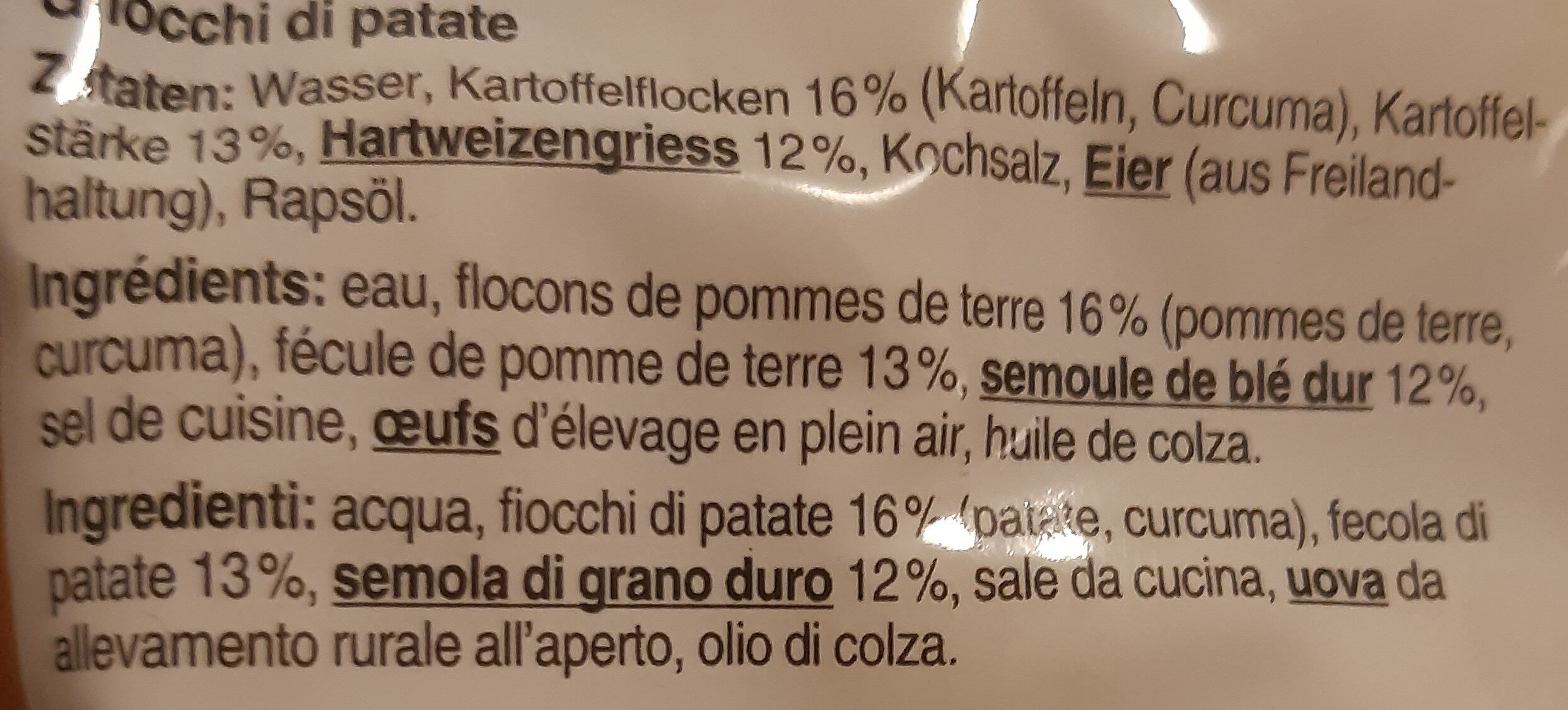 Gnocchi de patate - Ingredienti - fr