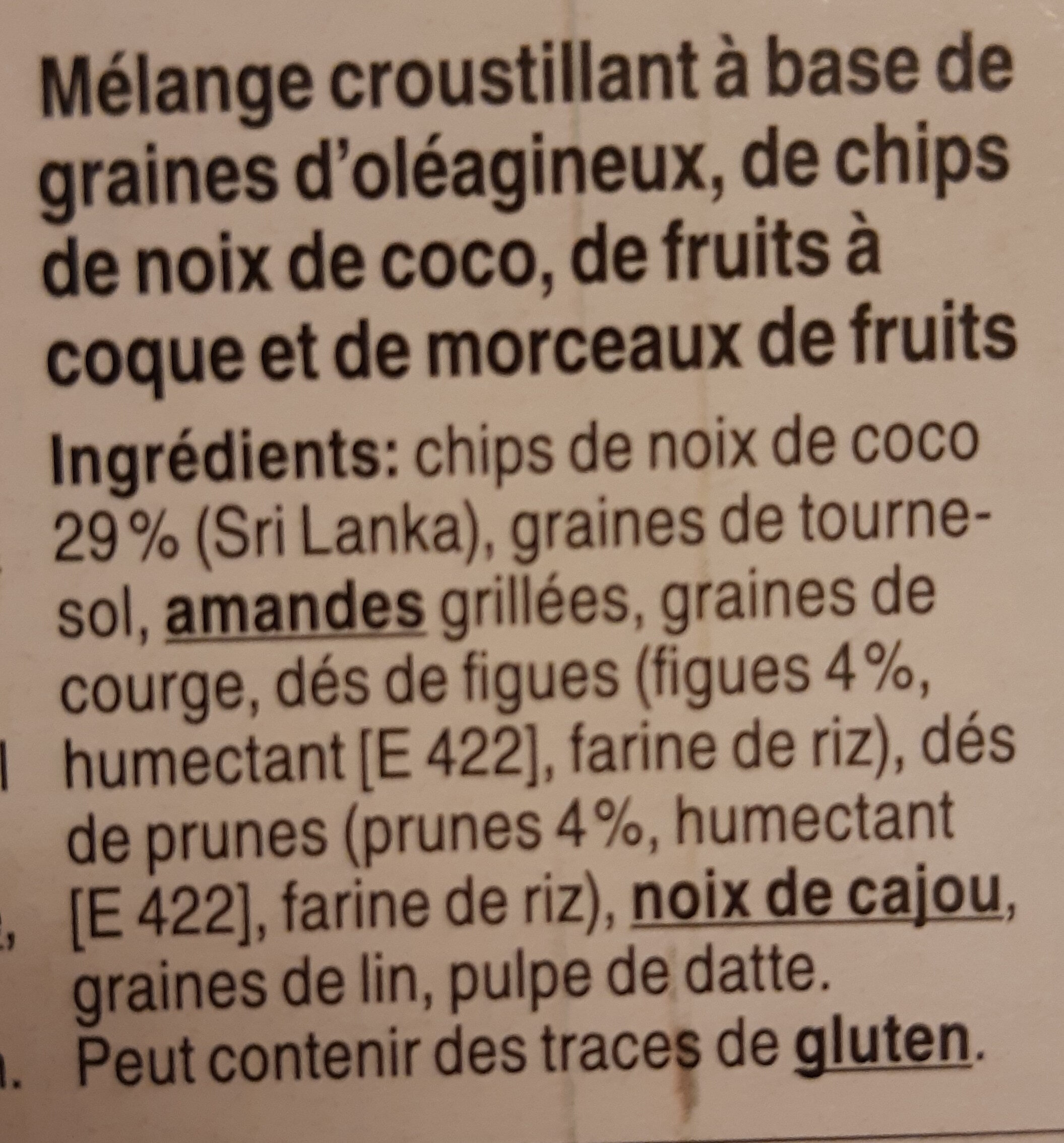 Crunchy Coco Nuts & Seeds aux figues et aux prunes - Ingrédients
