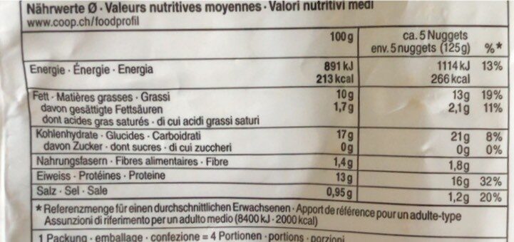 Poulet nuggets - Valori nutrizionali - fr