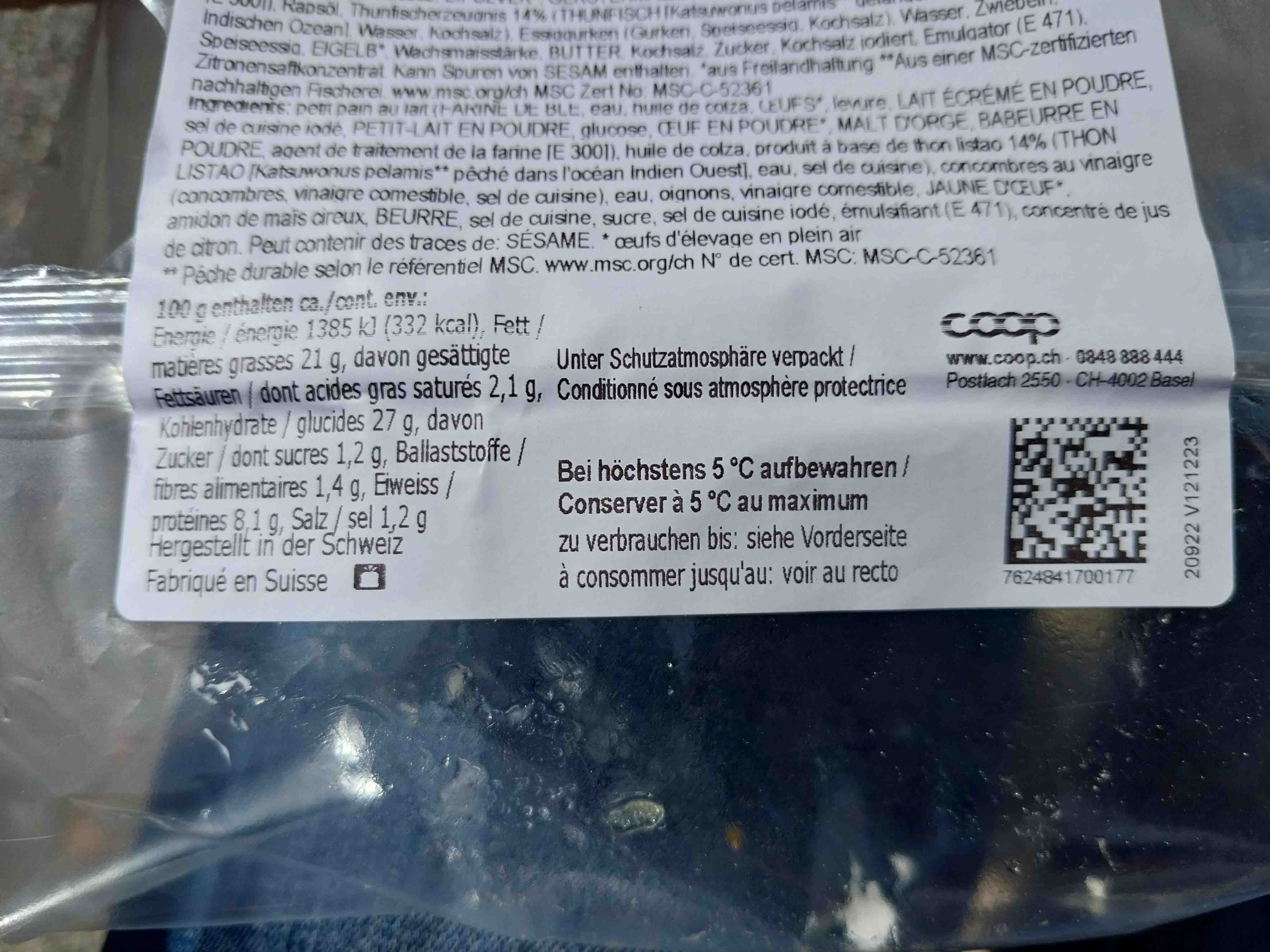 Sandwich Thono - Istruzioni per il riciclaggio e/o informazioni sull'imballaggio - en