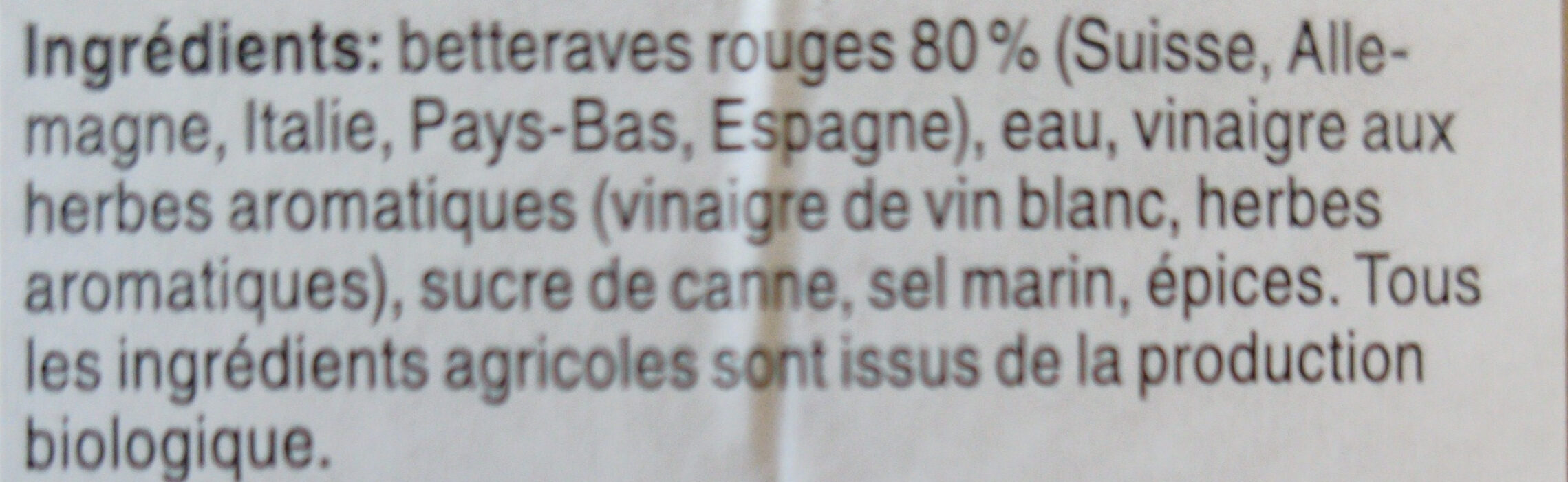 Salade de betteraves rouges bio - Ingredienti - fr
