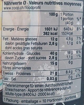 Protein cacao porridge - Nutrition facts - fr