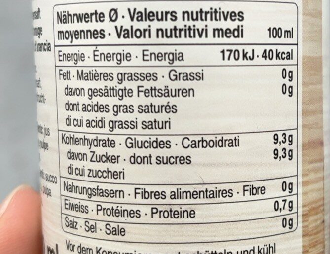 Succo d’arancia - Valori nutrizionali - fr