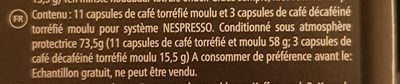 Capsules Nespresso - Ingrédients