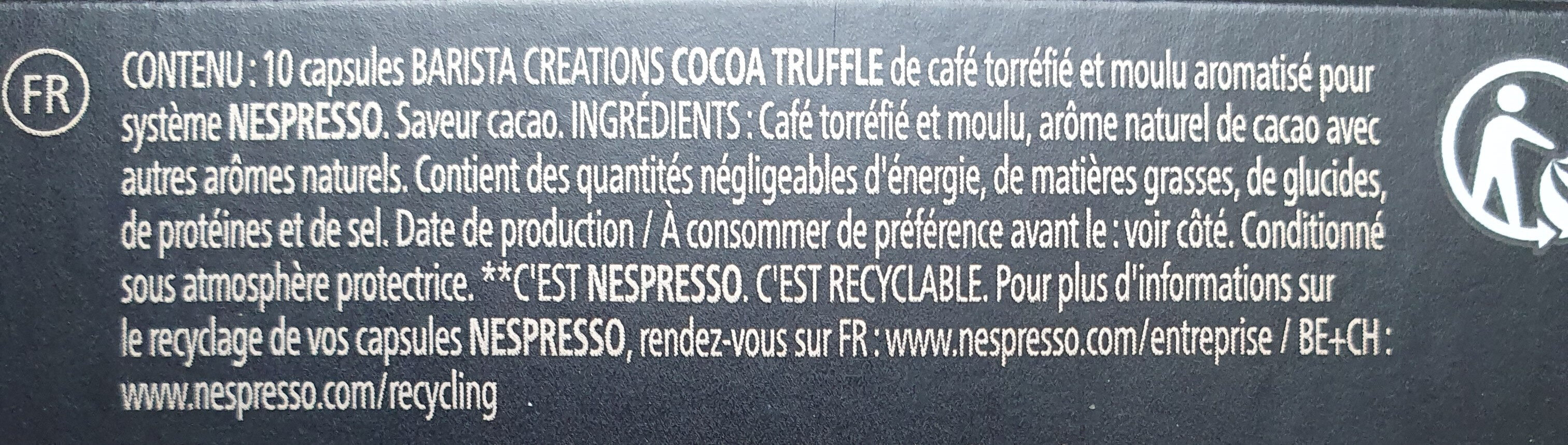 Nespresso Cocoa Truffle - Ingredients - nl