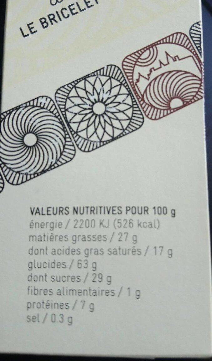 Le Bricelet de Gruyères - Tableau nutritionnel