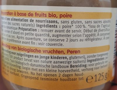 Petit Pot Poire Pure - المكونات - fr