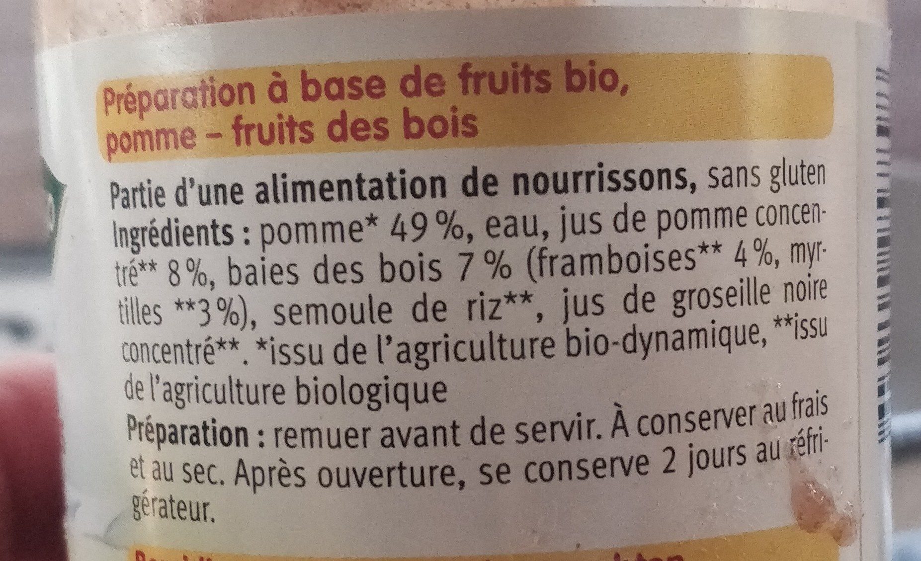 Petit Pot Pomme Fruits Des Bois - المكونات - fr