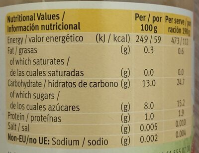 Holle pera con copos de espelta - Nutrition facts - es