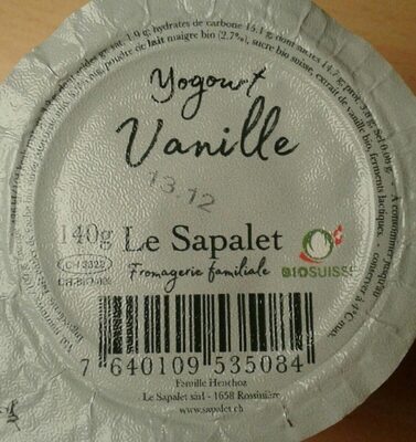 Yogourt vanille - Nutrition facts - fr