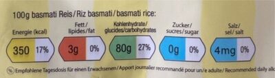 Khalis Basmati Rice - Näringsfakta - fr