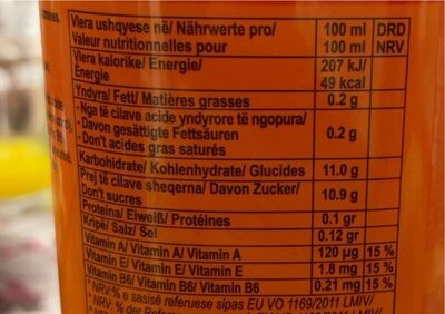 Jus d’orange - Valori nutrizionali - fr