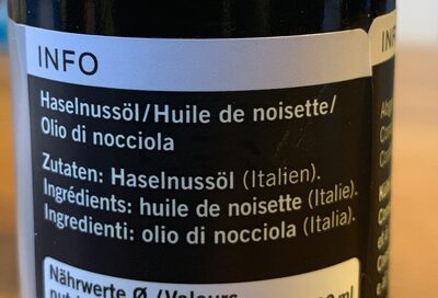 Olio di Nocciola - Ingredients - fr