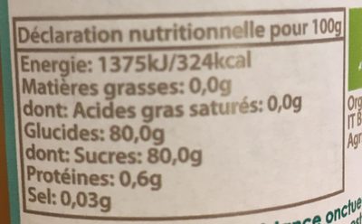 Miel d'eucalyptus - Tableau nutritionnel