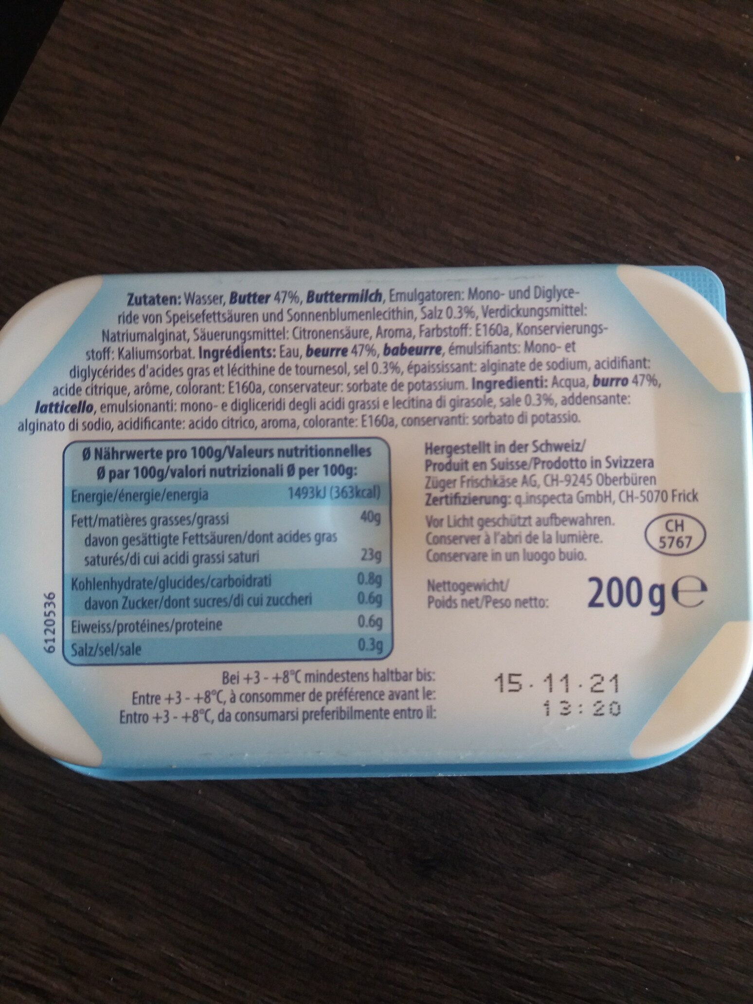Beurre demi-gras - Ingredients - fr