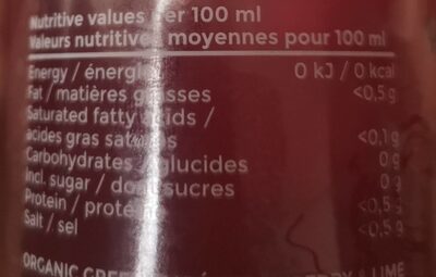 Brio Maté Strawberry&Lime zero sugar - Información nutricional - fr