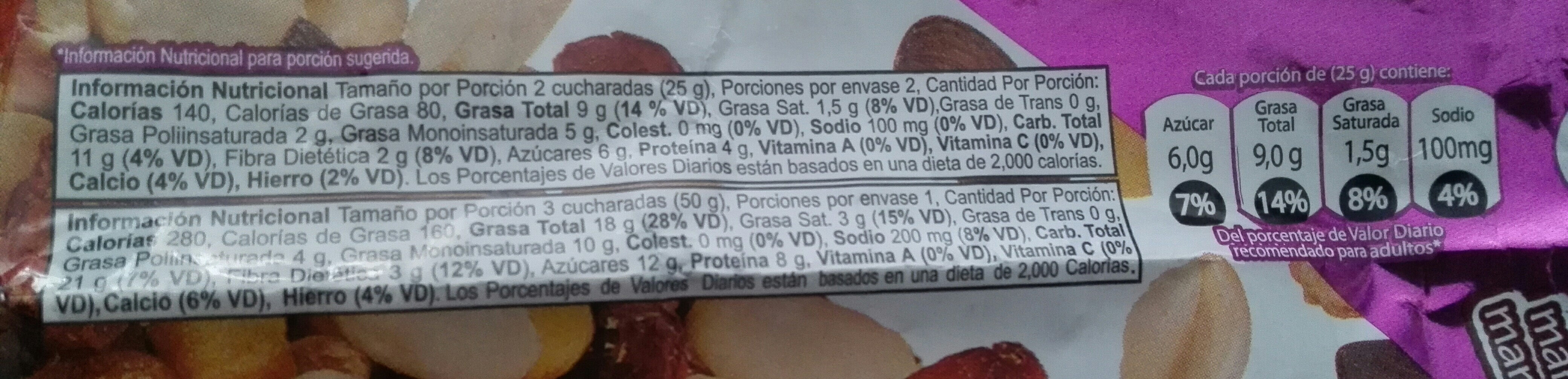 La Especial Mezcla de Maní con Sal, Maíz Tostado, Maní Confitado, Almendras y Arándanos - Nutrition facts - es