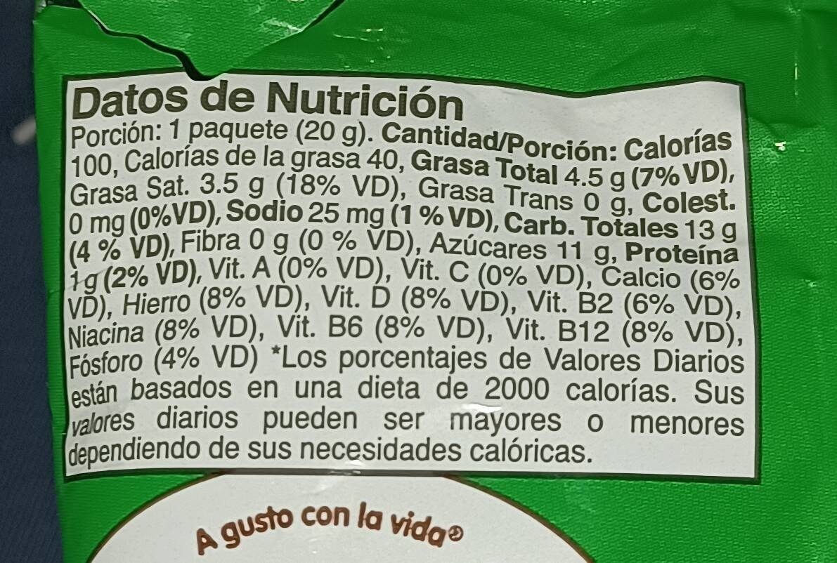 Milo nuggets - Informació nutricional - es