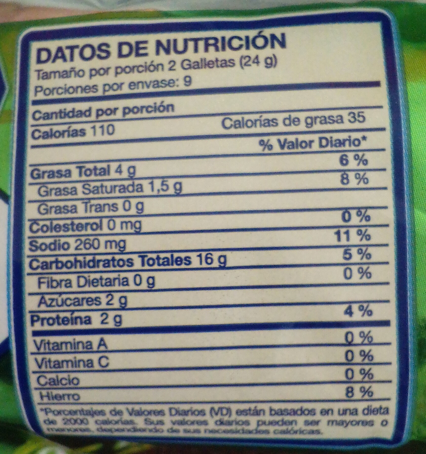 Saltinas Queso Crema & Cebolla - Nutrition facts - es