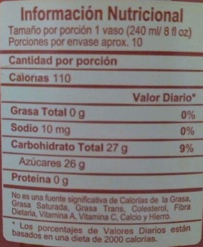 Bebida Gaseosa Hipinto - Nutrition facts - es
