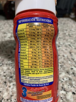 Kola Granulada Tarrito Rojo - Información nutricional