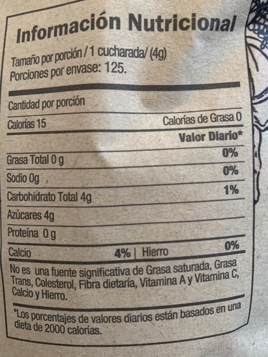 Panela orgánica - Nutrition facts - fr