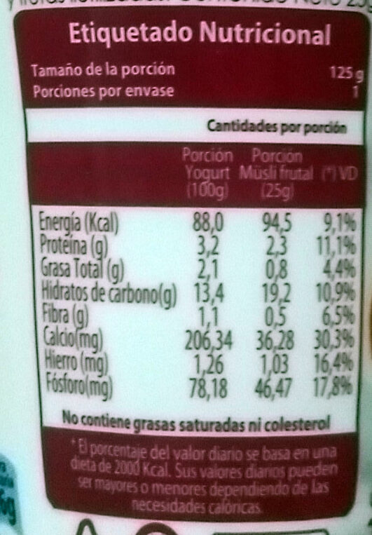 Proactive+ sabor Manzana con Müsli - Nutrition facts - es