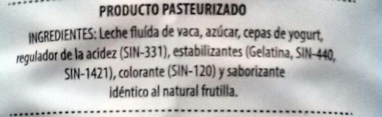 Yogurt Familiar Frutilla - Ingredients - es