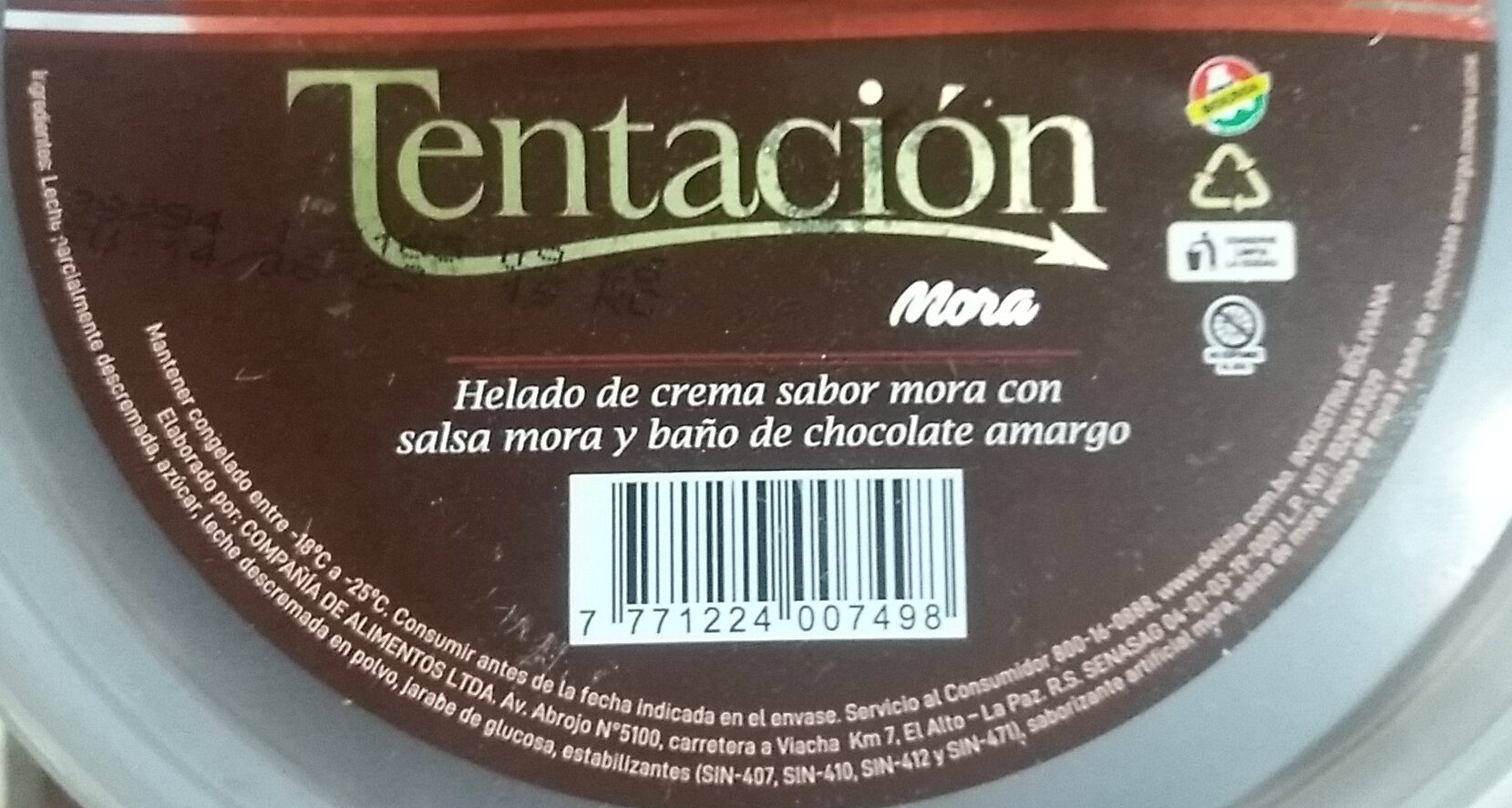 Tentación Mora - Ingredients - es