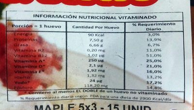 Vitaminado - Tableau nutritionnel - es