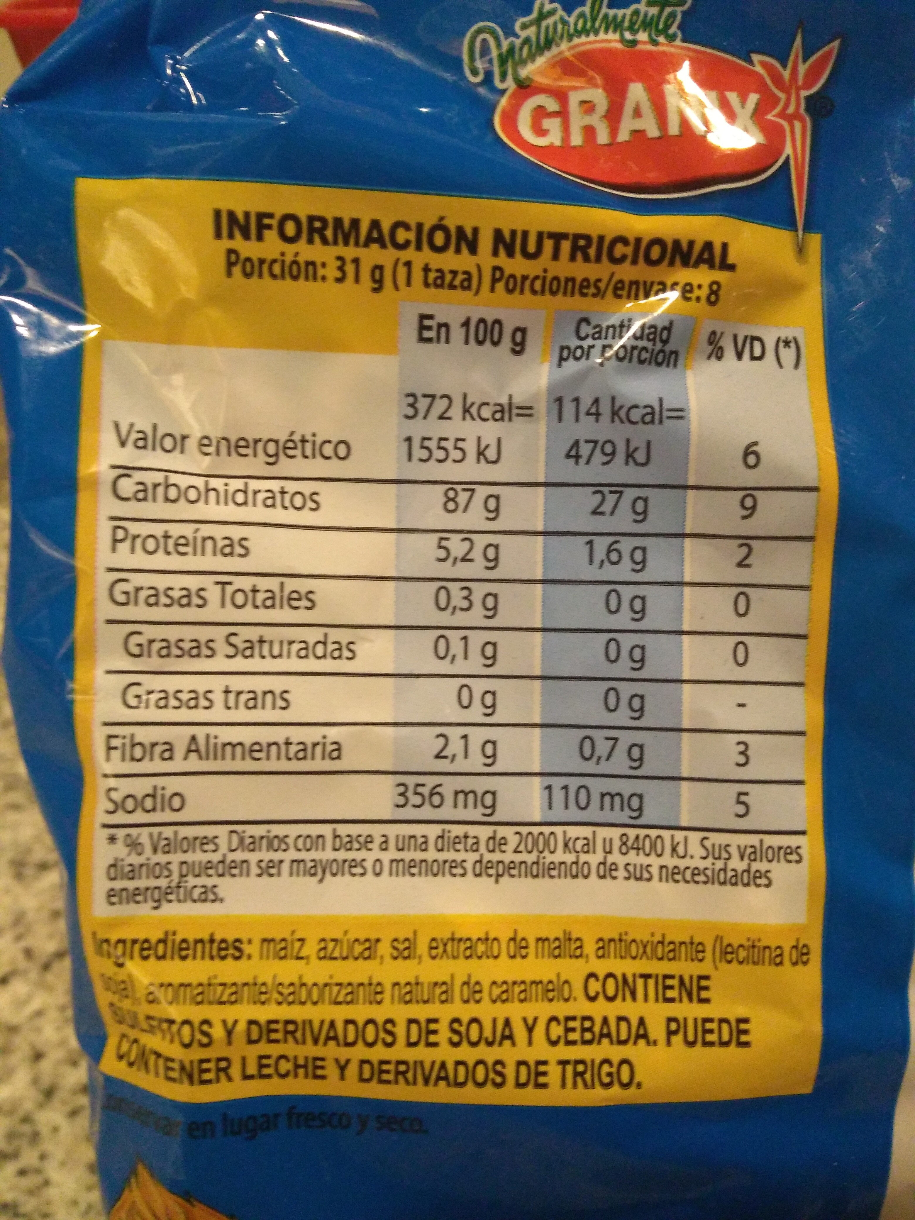 Skarchitos - Copos de maíz azucarados - Ingredienser - es