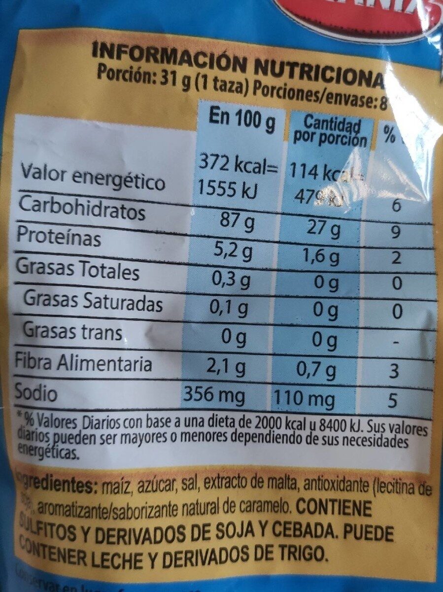 Skarchitos - Copos de maíz azucarados - Näringsfakta - es