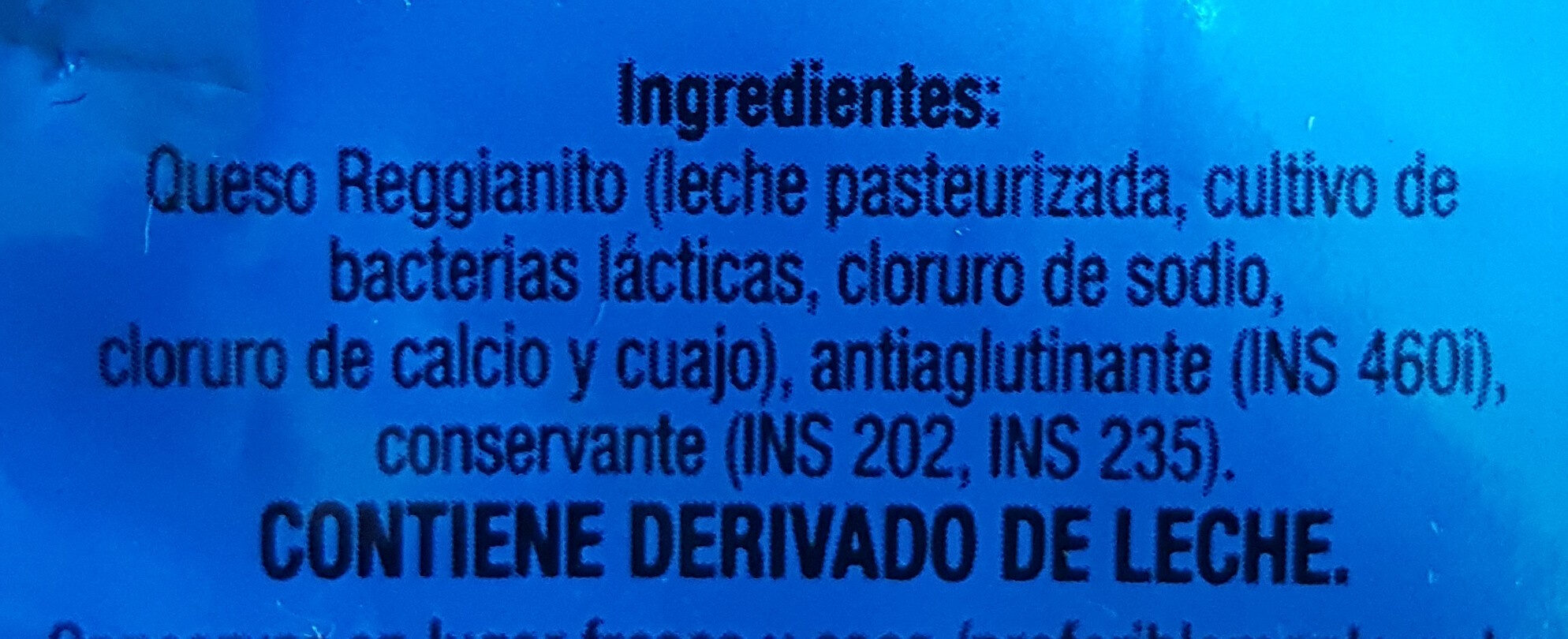 queso rallado reggianito - Ingredients - es