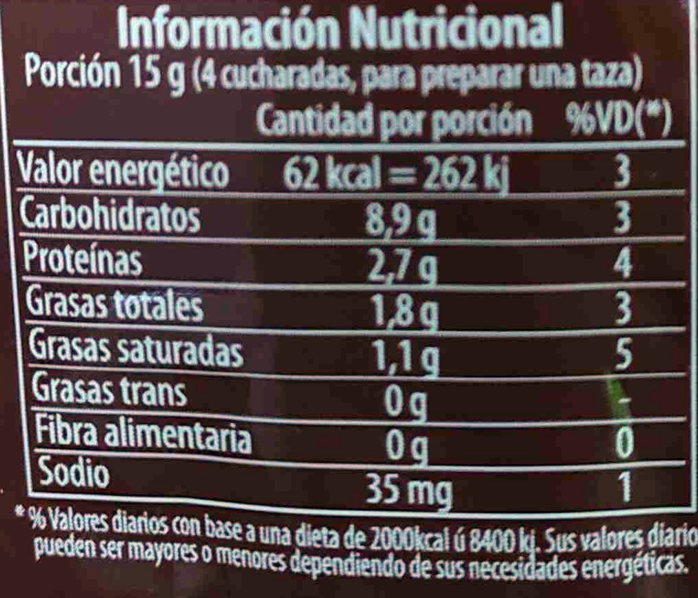 Capuccino sabor Mousse de Chocolate y Avellanas - Nutrition facts - es