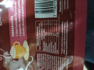 Cappuccino Chocolate - Nutrition facts - es