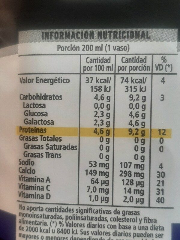 leche protein 46g - Ingredients - es