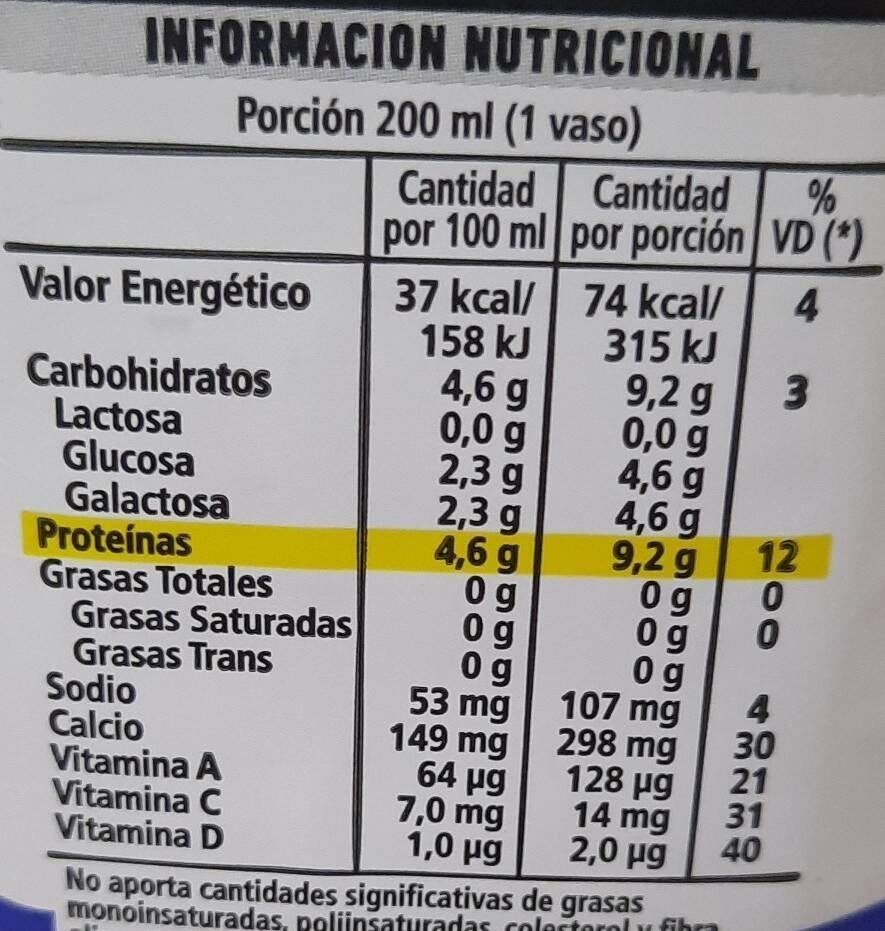 leche protein 46g - Informació nutricional - es