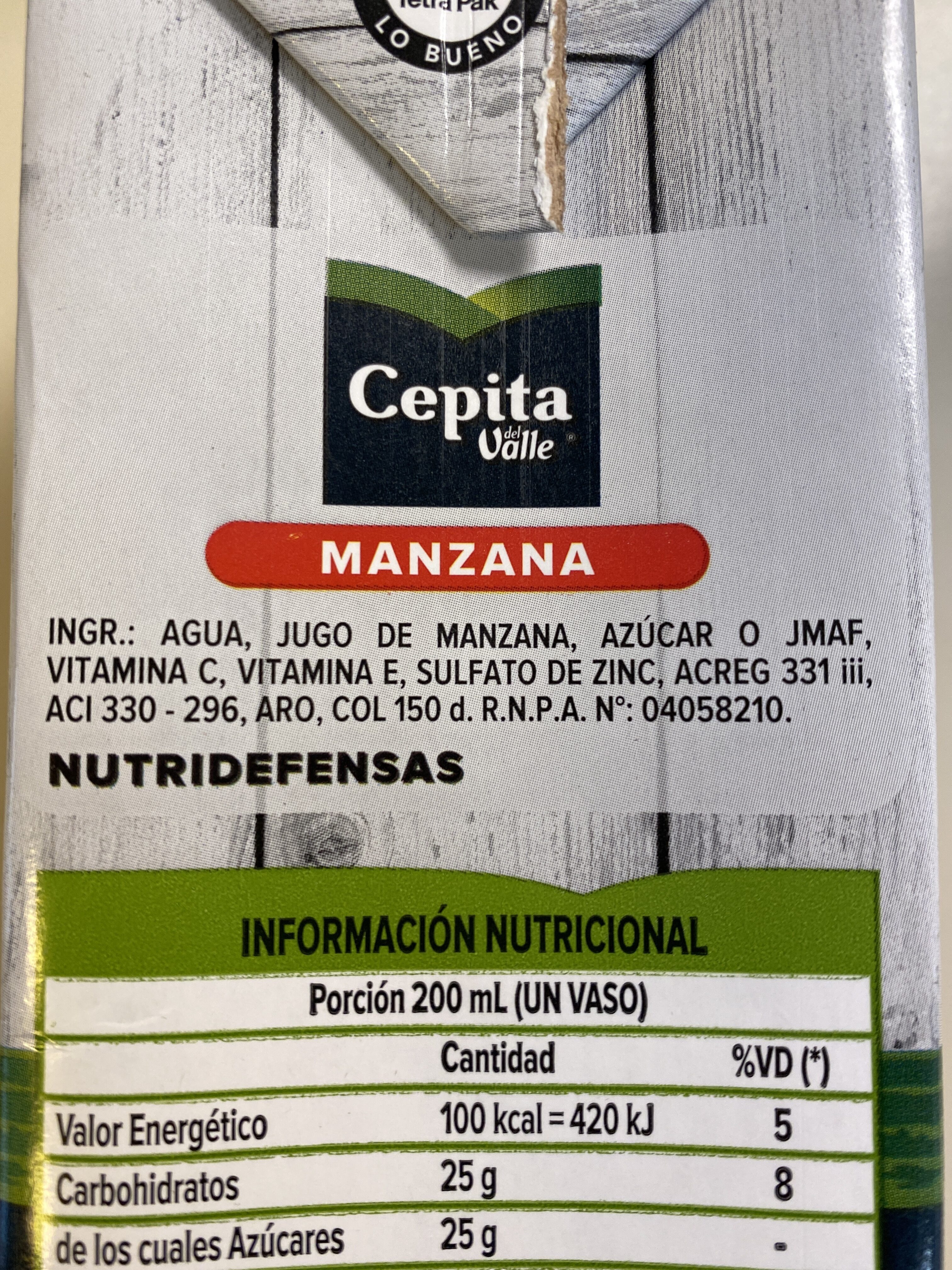 Jugo de Manzana - Ingredients