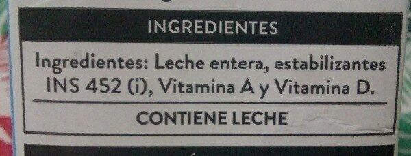 Leche UAT entera - Ingredients