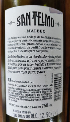 Vino Malbec - Ingredients