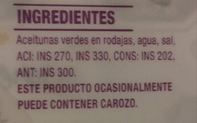 Aceitunas en rodajas - Ingredients - es