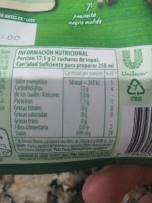 Sopa Crema Zapallo - Informació nutricional - es