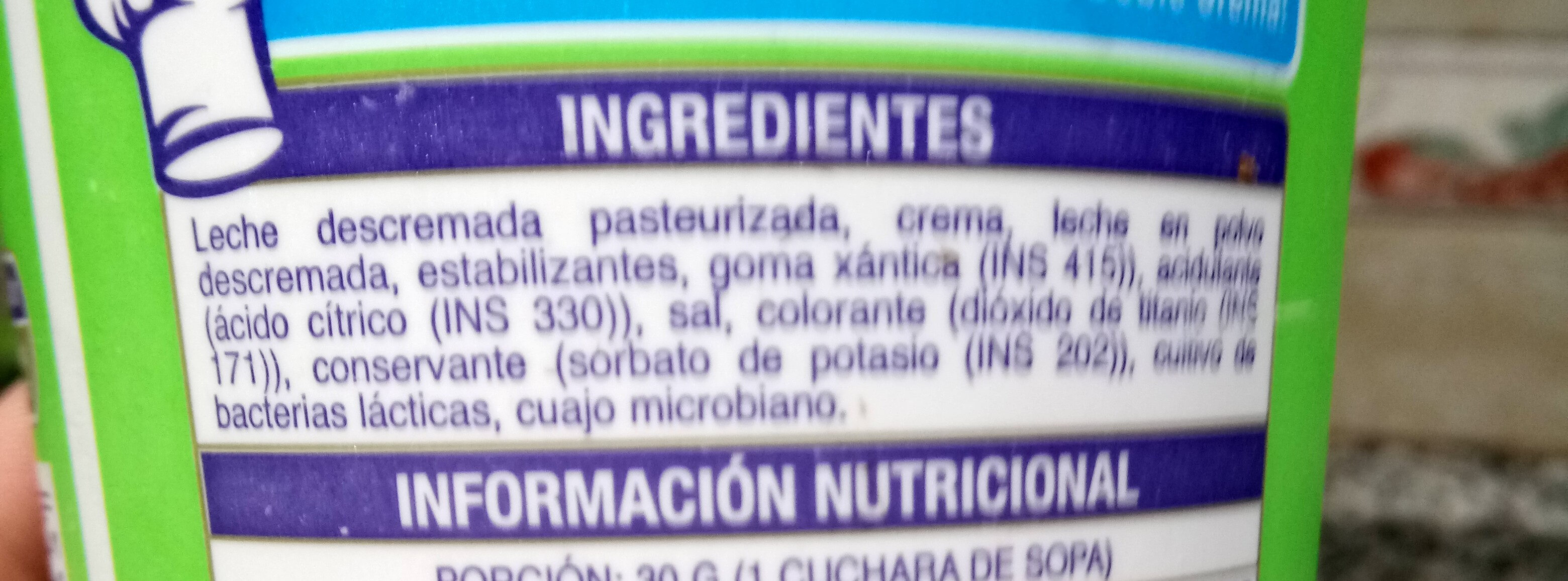 Queso crema light La Paulina - Ingredients - es